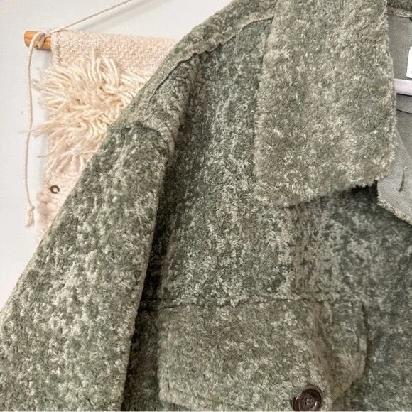 ASOS Design Curve Teddy Trench Coat Green Plus Size 24 - Picture 5 of 8